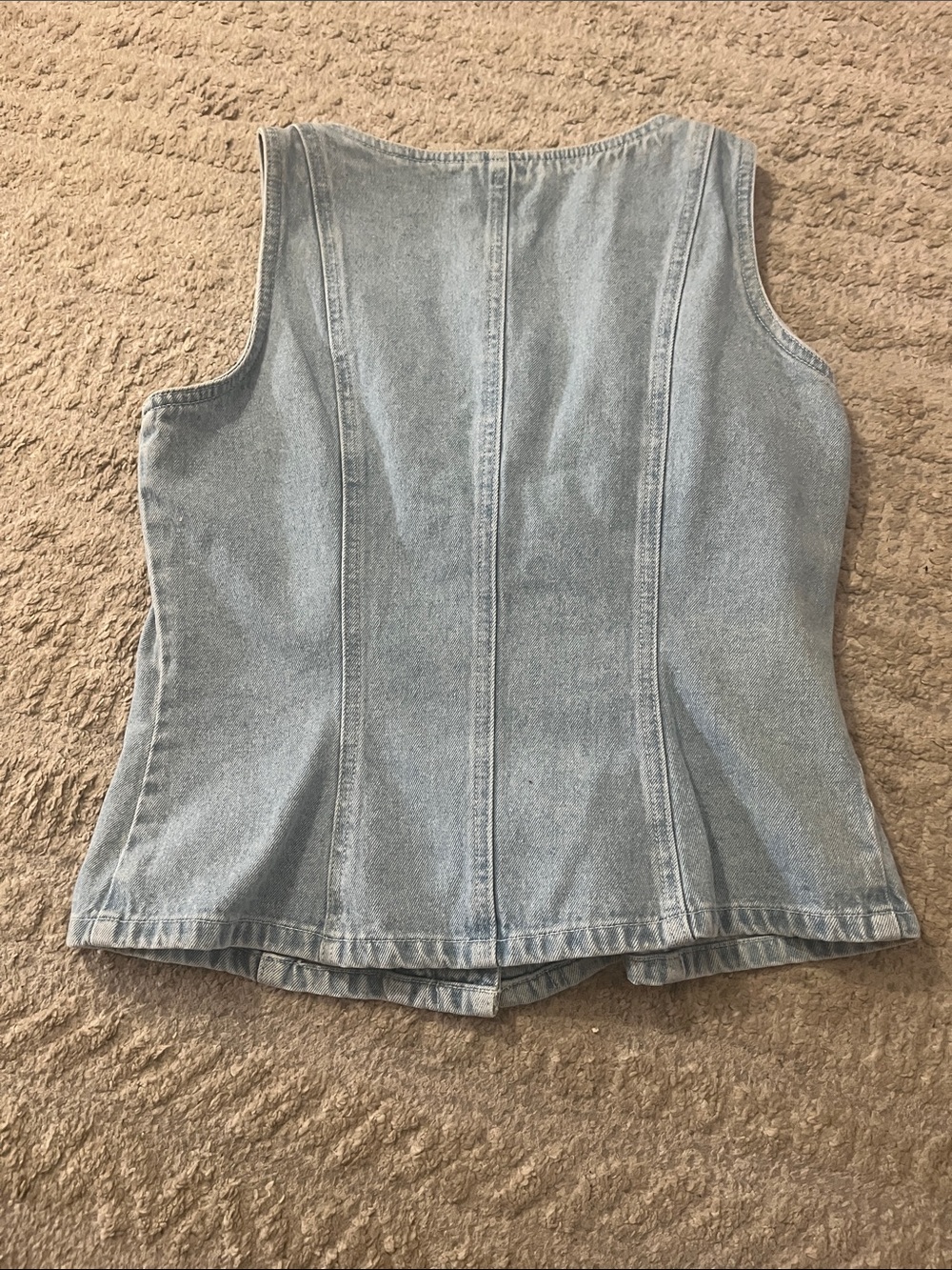 Vintage Together Denim Embroidered Floral 100% Cotton Tank Top Vest Corset 8 - Picture 7 of 7